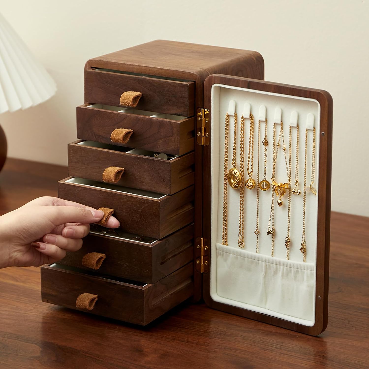 Velvet Jewelry Box - Cofanetto Portagioie in Legno Massello di