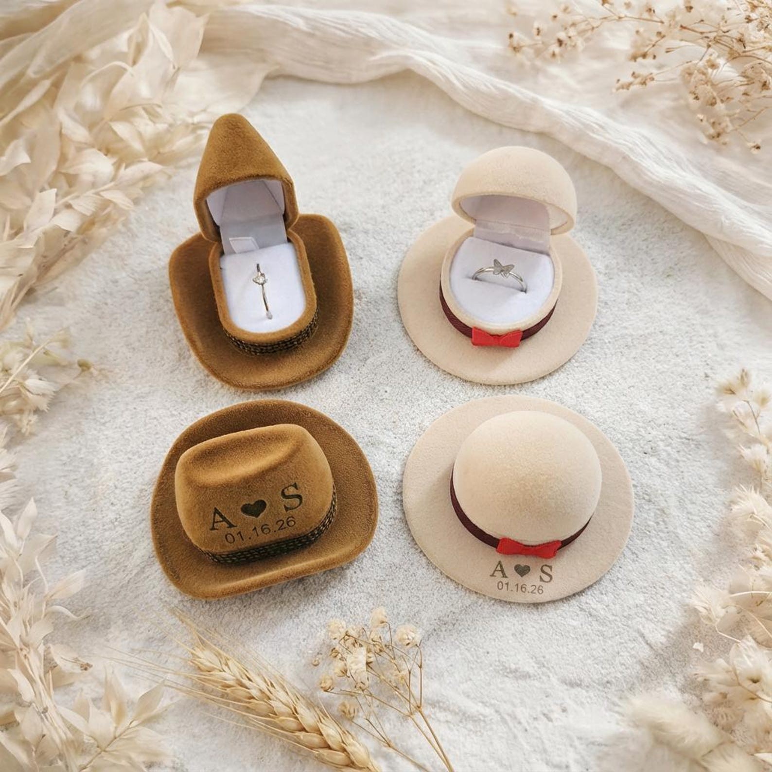 Velvet Jewelry Box - Scatola per Anelli Personalizzata a Forma