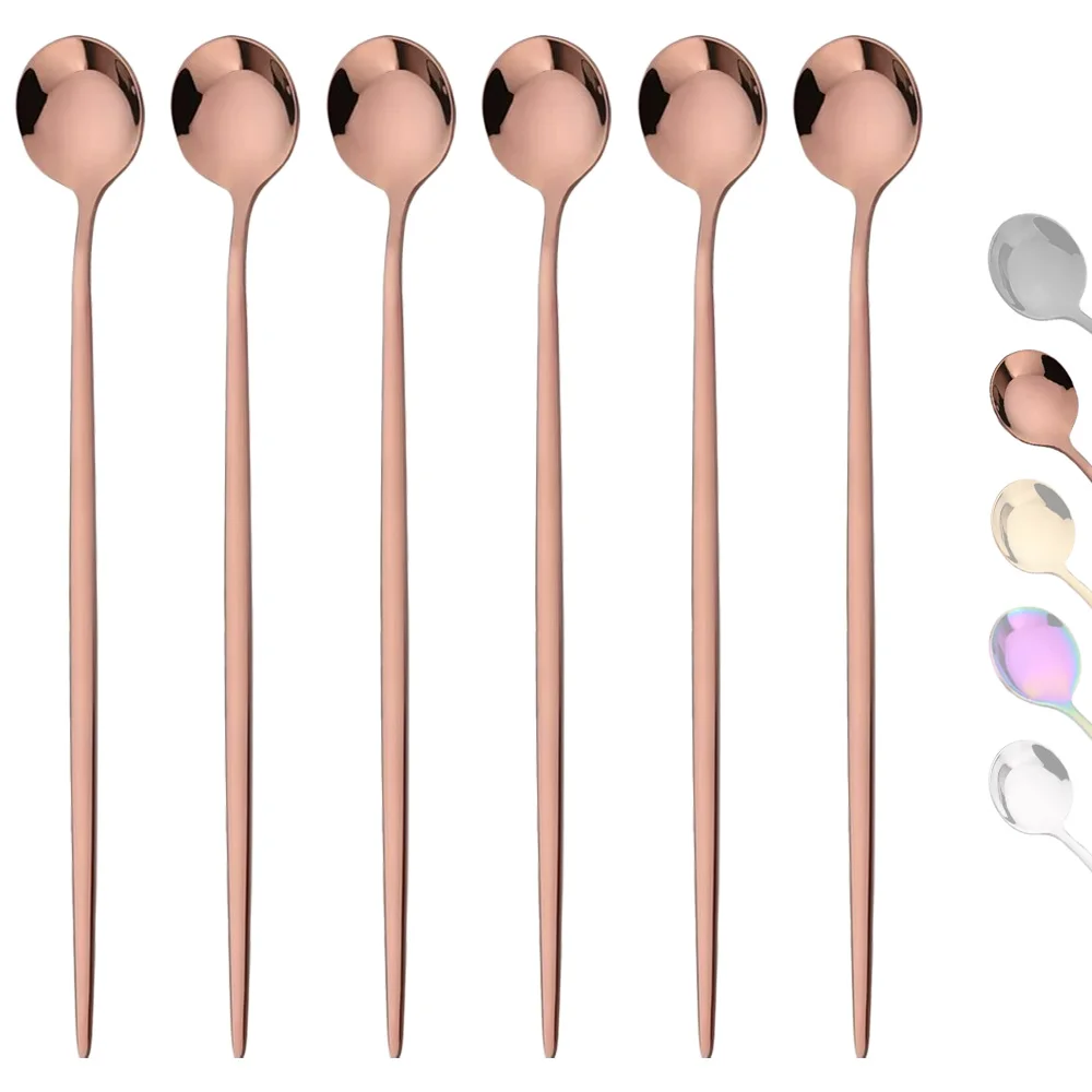 6 pezzi manico lungo cucchiaio - Gold Cutlery Flatware recensione e prezzo